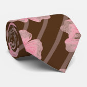 ピンクの花とストライプネックタイ ネクタイ (ロール)