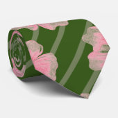 ピンクの花とストライプネックタイ ネクタイ (ロール)
