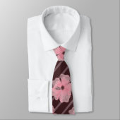 ピンクの花とストライプネックタイ ネクタイ (タイ)