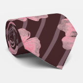 ピンクの花とストライプネックタイ ネクタイ (ロール)