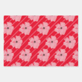 ピンクの花とストライプ紙シート ラッピングペーパーシート (正面3)