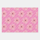 ピンクの花とストライプ紙シート ラッピングペーパーシート (正面2)