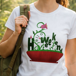 ピンクの花とツイングボールドテキスト Tシャツ