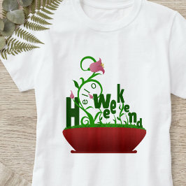 ピンクの花とツイングボールドテキスト Tシャツ