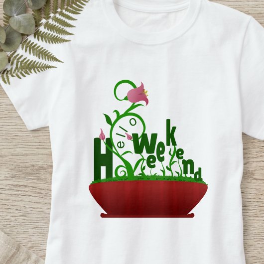 ピンクの花とツイングボールドテキスト Tシャツ