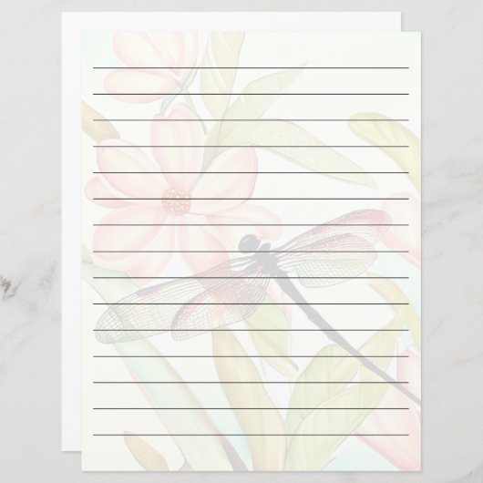 ピンクの花とトンボが並んだ (正面/裏面)