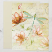 ピンクの花とトンボの折り紙 (正面/裏面)