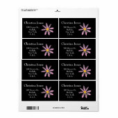 ピンクの花とトンボ付箋 ラベル (フルシート)