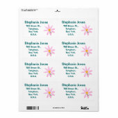 ピンクの花とトンボ付箋 ラベル (フルシート)