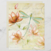 ピンクの花とトンボ折り紙紙 (正面/裏面)