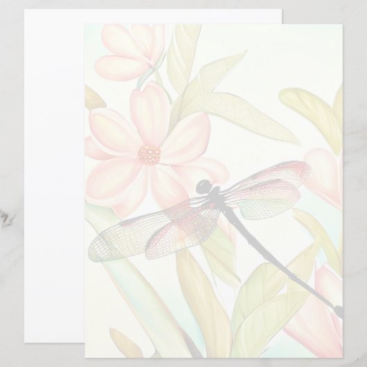 ピンクの花とトンボ (正面/裏面)