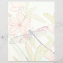 ピンクの花とトンボ