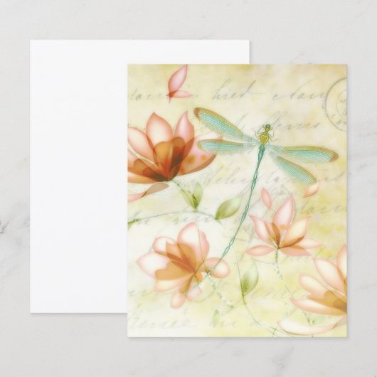 ピンクの花とトンボ (正面/裏面)