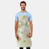 ピンクの花とトンボ エプロン (着用した状態)