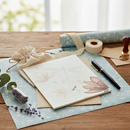 ピンクの花とトンボ ノートパッド