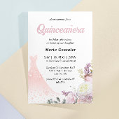 ピンクの花とドレスのキンセアニエラ招待状 招待状