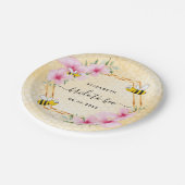 ピンクの花とハニカムのブライダルシャワーパーティー ペーパープレート (アングル)