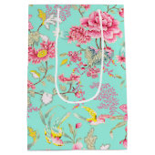 ピンクの花とハミングバードミディアム抱き枕 ミディアムペーパーバッグ (裏面)