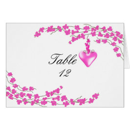 ピンクの花とハートのテーブルの座席番号