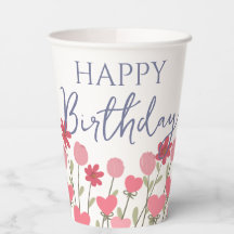 ピンクの花とハートの誕生日パーティー