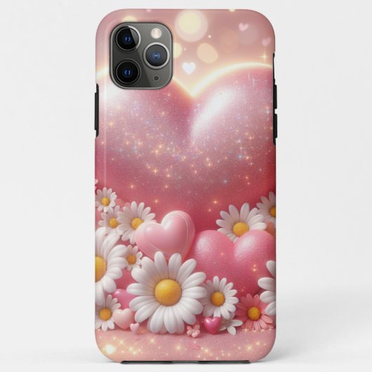 ピンクの花とハートを持つ電話ケースデザイン Case-Mate iPhoneケース (裏面)