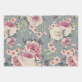 ピンクの花とバラ ラッピングペーパーシート (正面3)