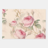 ピンクの花とバラ ラッピングペーパーシート (正面2)