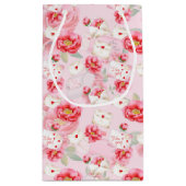 ピンクの花とバレンタインのラブノート スモールペーパーバッグ (裏面)