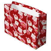 ピンクの花とバレンタインのラブノート ラージペーパーバッグ (裏面アングル)