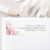 ピンクの花とパンパスグラスの秋 ラベル (インサイチュ)