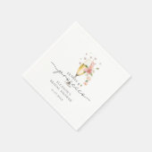 ピンクの花とパールとプロセッコのブライダルシャワー スタンダードカクテルナプキン (角)