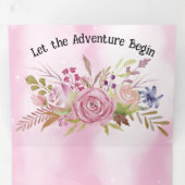 ピンクの花とピンクの星空 三つ折り招待状 (内部最初)