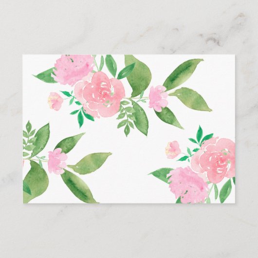 ピンクの花とフェイク金ゴールドの結婚ゲスト詳細 エンクロージャーカード (裏面)