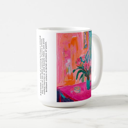 ピンクの花とフォビズムの定義のフォビスト花瓶 コーヒーマグカップ (正面右)