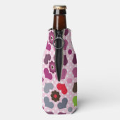ピンクの花とフクロウの柄 ボトルクーラー (ボトル裏面)