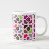 ピンクの花とフクロウの模様 ジャンボコーヒーマグカップ (右)