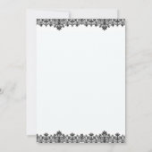 ピンクの花とブラックレースレイシーランジェリーシャワー 招待状 (裏面)