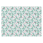 ピンクの花とホリーベリー テーブルクロス (正面(横))