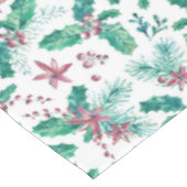 ピンクの花とホリーベリー テーブルクロス (アングル)