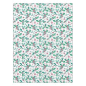 ピンクの花とホリーベリー テーブルクロス (正面)