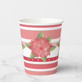 ピンクの花とポルカドット 紙コップ (左)