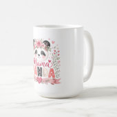 ピンクの花とママパンダのイラスト コーヒーマグカップ (正面右)