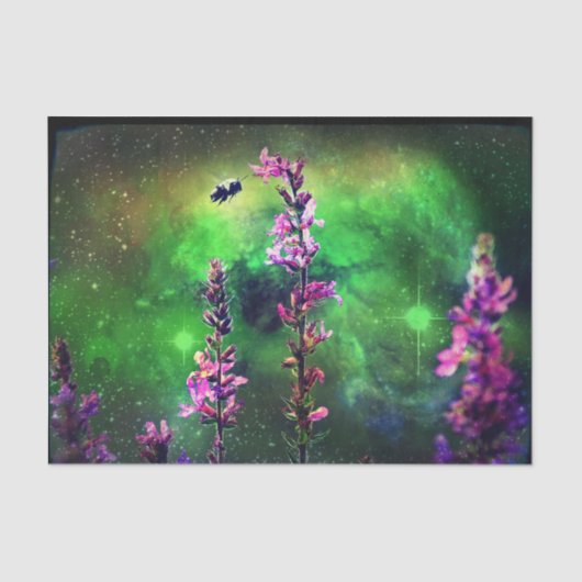 ピンクの花とミツバチが世界に反対 薄葉紙 (正面)