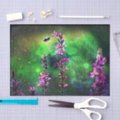 ピンクの花とミツバチが世界に反対 薄葉紙 (クラフト)