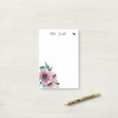 ピンクの花とミツバチ ポストイット (デスク上)