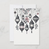 ピンクの花とランタンのフード選択 出欠カード (裏面)