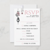 ピンクの花とランタンのフード選択 出欠カード (正面)