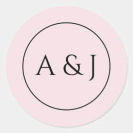 ピンクの花とランタン ラウンドシール