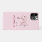 ピンクの花とリボンのステッキドクター名入れデザイン Case-Mate iPhoneケース (裏面(横))