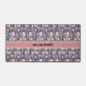 ピンクの花とレース付きデスクマフェイクット デスクマット (正面)